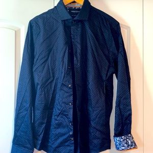 Denim & flower button down dress shirt